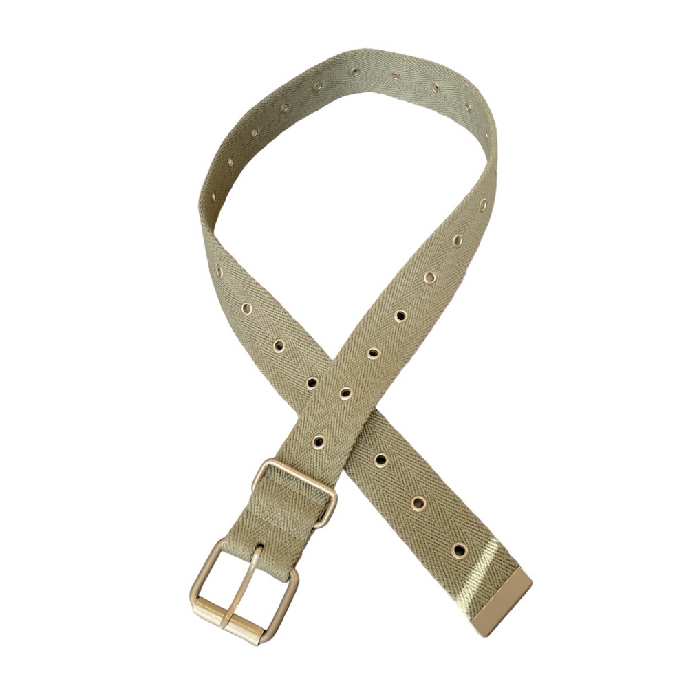 Men’s Woven Grommet Belt Adjustable Green Medium